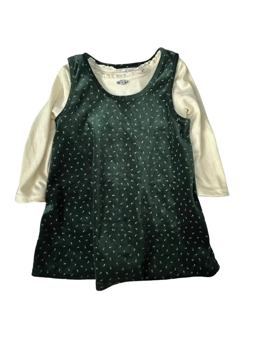 VTG YB Normal 2 Girls Jumper Dress Mock‎ Layered Floral 24M NWT